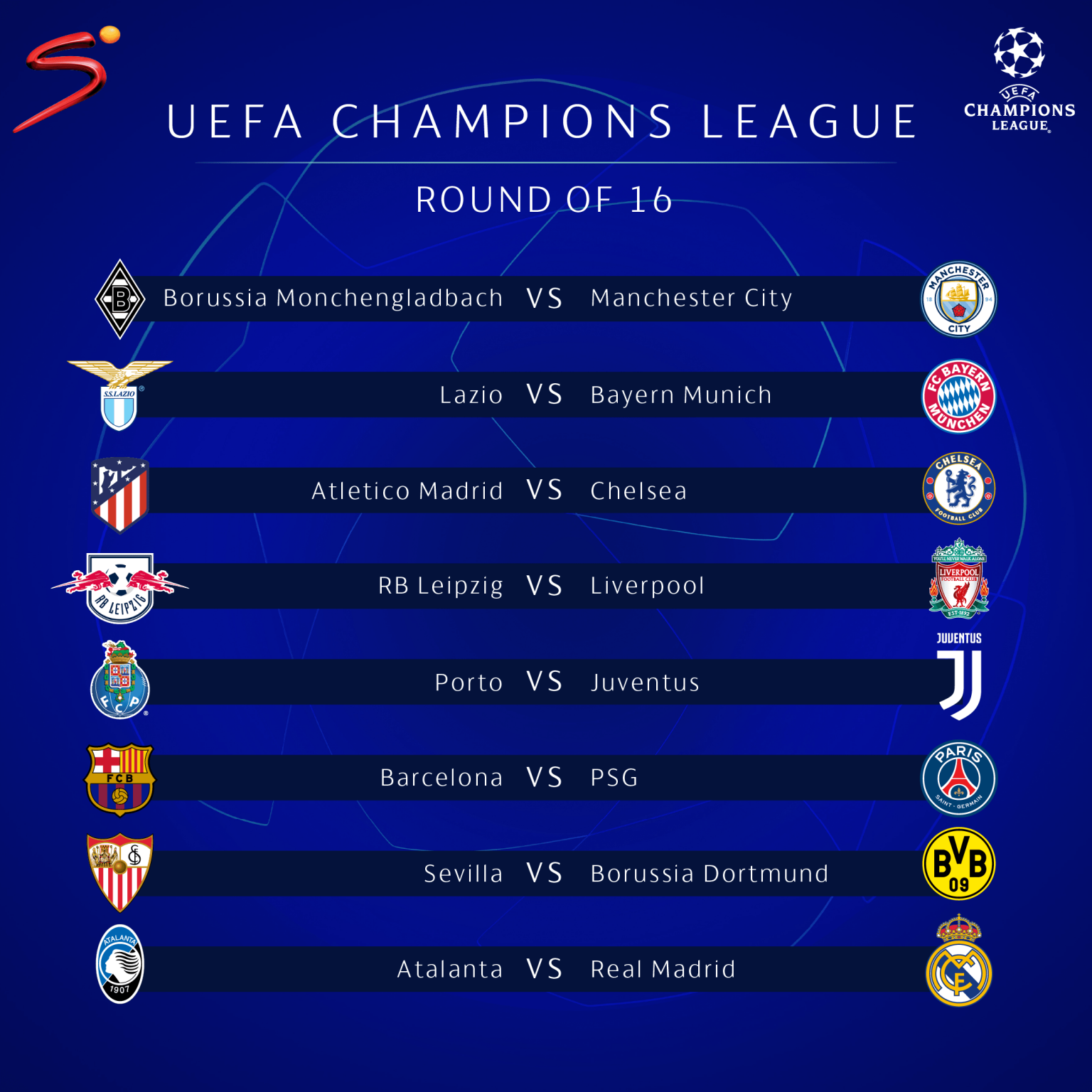 2020/2021 #UCL Draw: Round Of 16 draw | Halmblog.com